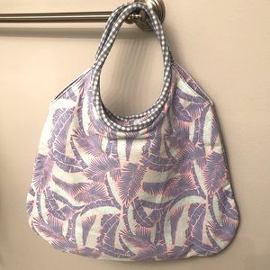 VINEYARD VINES XL CANVAS TROPICAL FLORAL PRINT TOTE / BEACH BAG